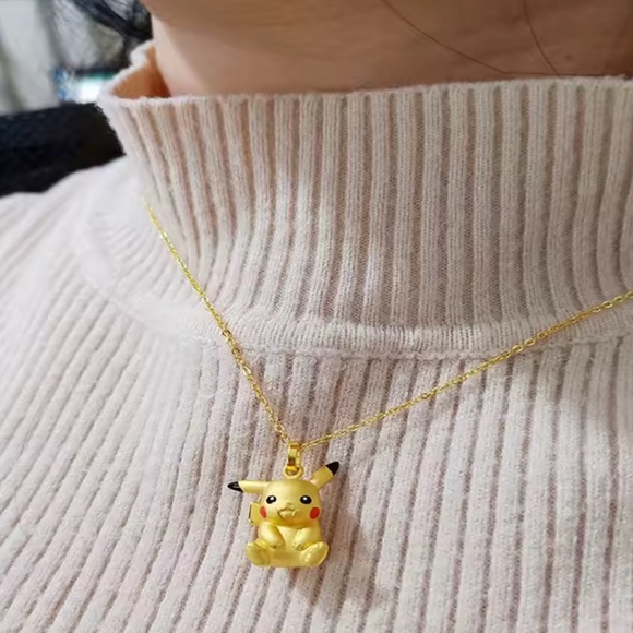 24K Gold Filled Pikachu Pokemon Pendant Necklace Anime Character - Picture 4 of 7